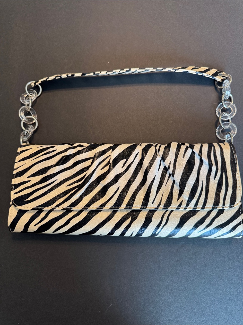 Zebra Print Shoulder Bag - Black & White